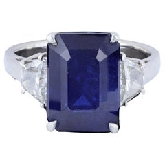 Vintage Emerald Cut Sapphire and Diamond Ring