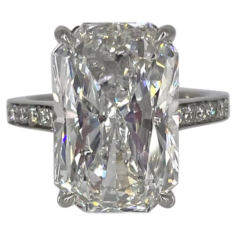 J. Birnbach Bague de fiançailles solitaire pavé de diamants taille radiant de 7,80 carats certifié GIA FSI2 