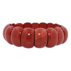 Brownish Orange Coral Red Carnelian Fancy Cabochon Unique Statement Bracelet