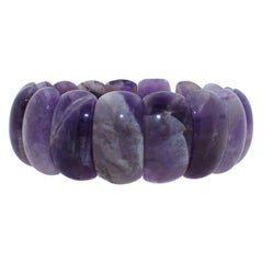Purple Violet Lilac Amethysts Fancy Cabochon Wide Unique Statement Bracelet