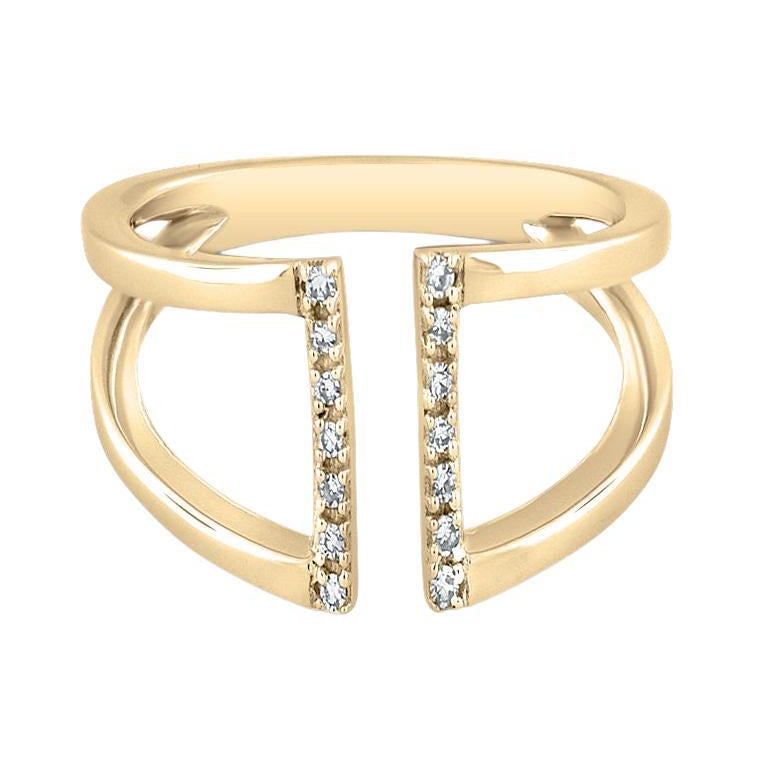 10K Yellow Gold Open Bar Diamond Ring For Sale