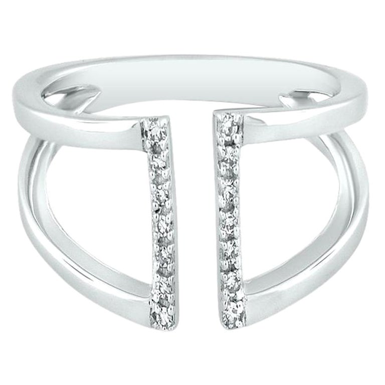 10K White Gold Open Bar Diamond Ring