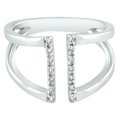 Anello Open Bar con diamanti in oro bianco 10K