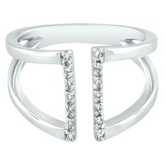 Used 10K White Gold Open Bar Diamond Ring