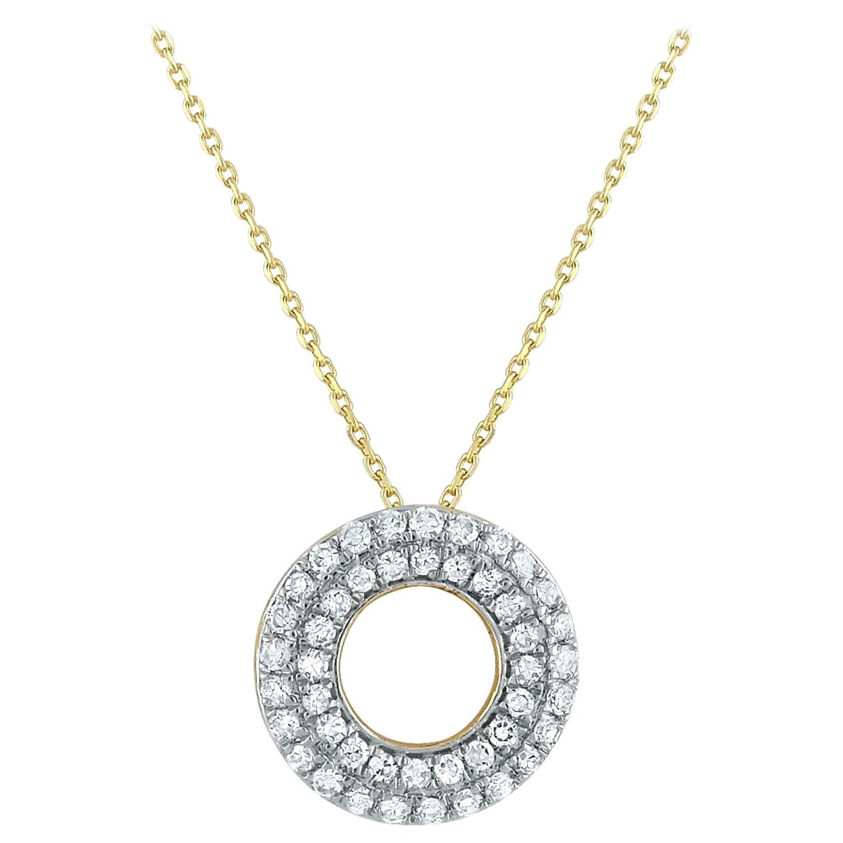 Pendentif en or jaune 10 carats avec cercle ouvert et diamants