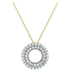 Pendentif en or jaune 10 carats avec cercle ouvert et diamants