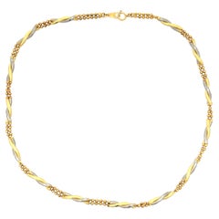 18k Yellow Gold and Platinum Chain Link Necklace 