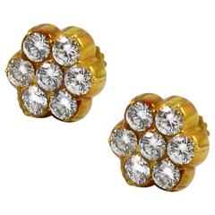 High Quality Diamond Cluster Earrings in Gold