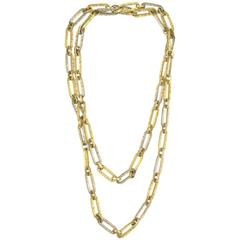 Two-Tone Gold Hammered Link Necklace 11