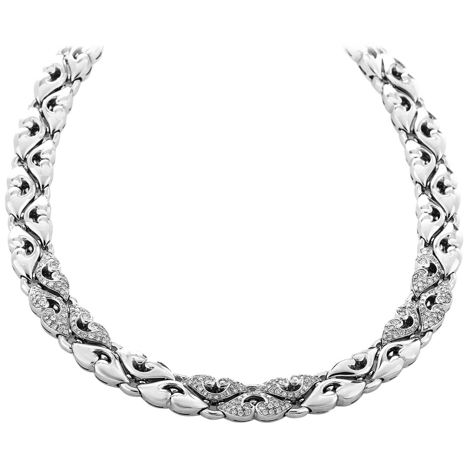 Bulgari Nuvole Partial Diamond Pave Gold Choker Necklace