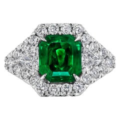 GIA Certified 4.99 Carat Colombian Emerald and 2.01 Carat Diamond Ring