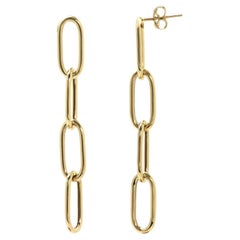 Paperclip 14 Karat Gold Earrings Made in Italy Paper Clip Dangle Earrings