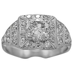 Antique Engagement Ring .97 Carat Diamond 
Platinum Art Deco