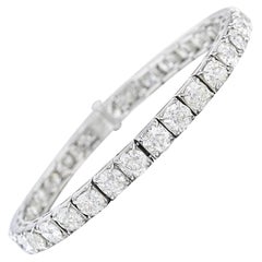 Bracelet ancien en platine avec diamants brillants taille vieille mine de 14,67 carats