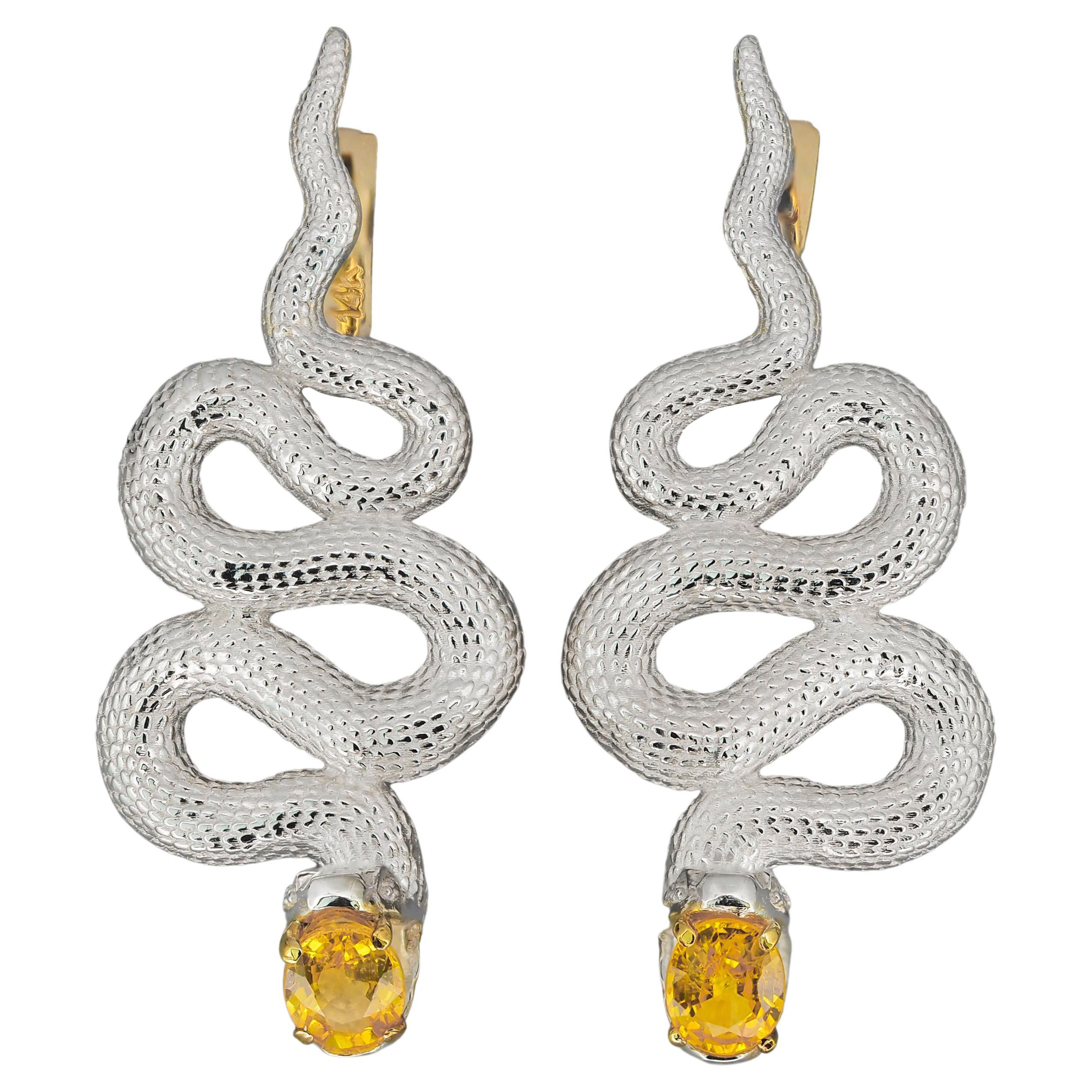 Snake Earrings with Sapphires and Diamonds For Sale