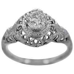 Art Deco .60 Carat Diamond Gold Engagement Ring