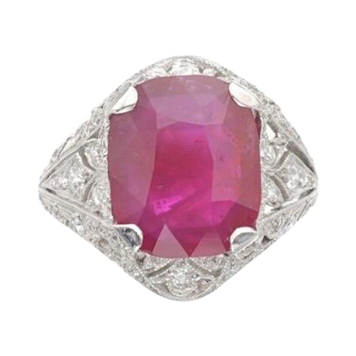AGL Certified 7.32 Carat Ruby Art Deco Ring For Sale