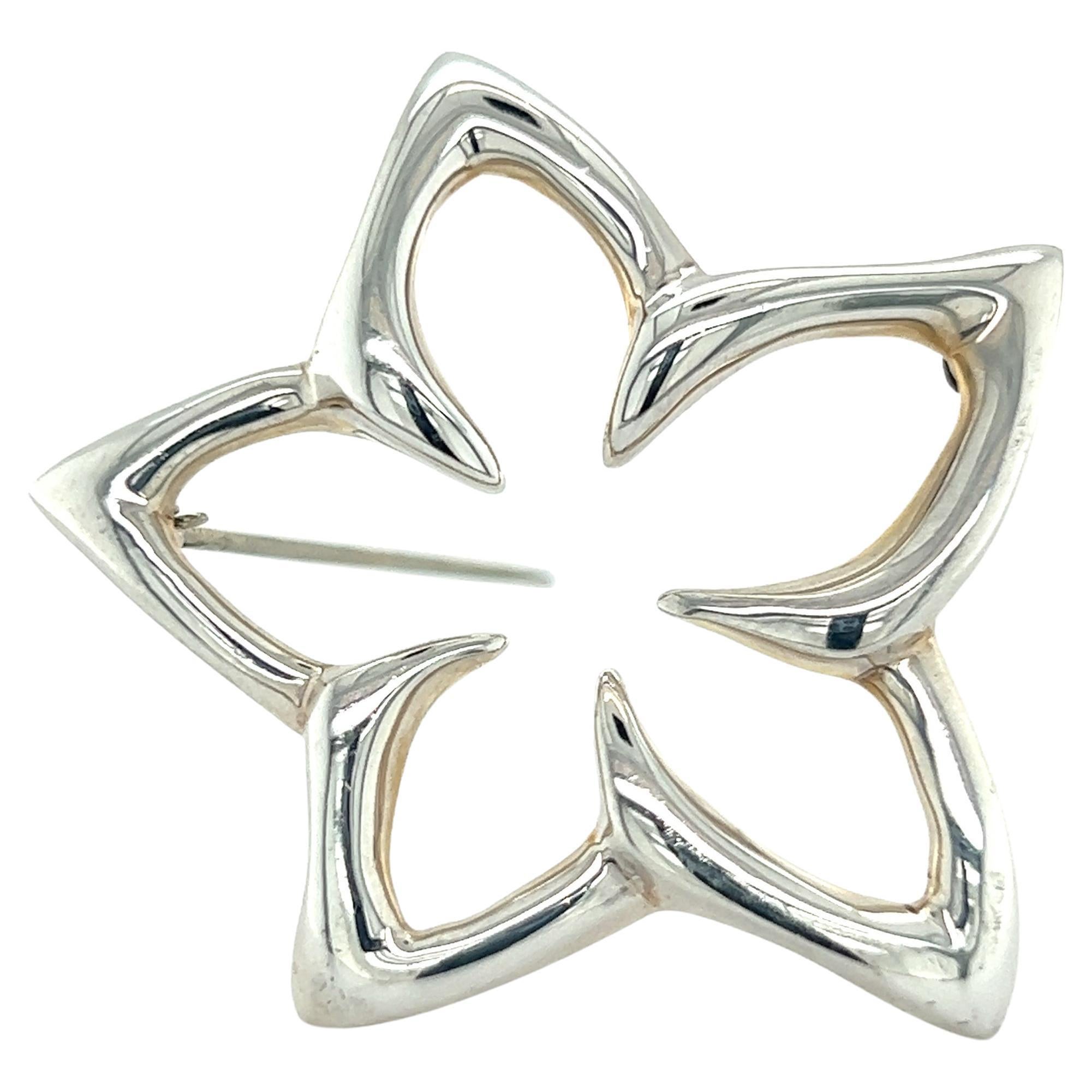 Tiffany & Co Estate Flower Brooch Silver 