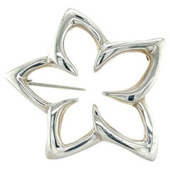 Retro Tiffany & Co Estate Flower Brooch Silver 