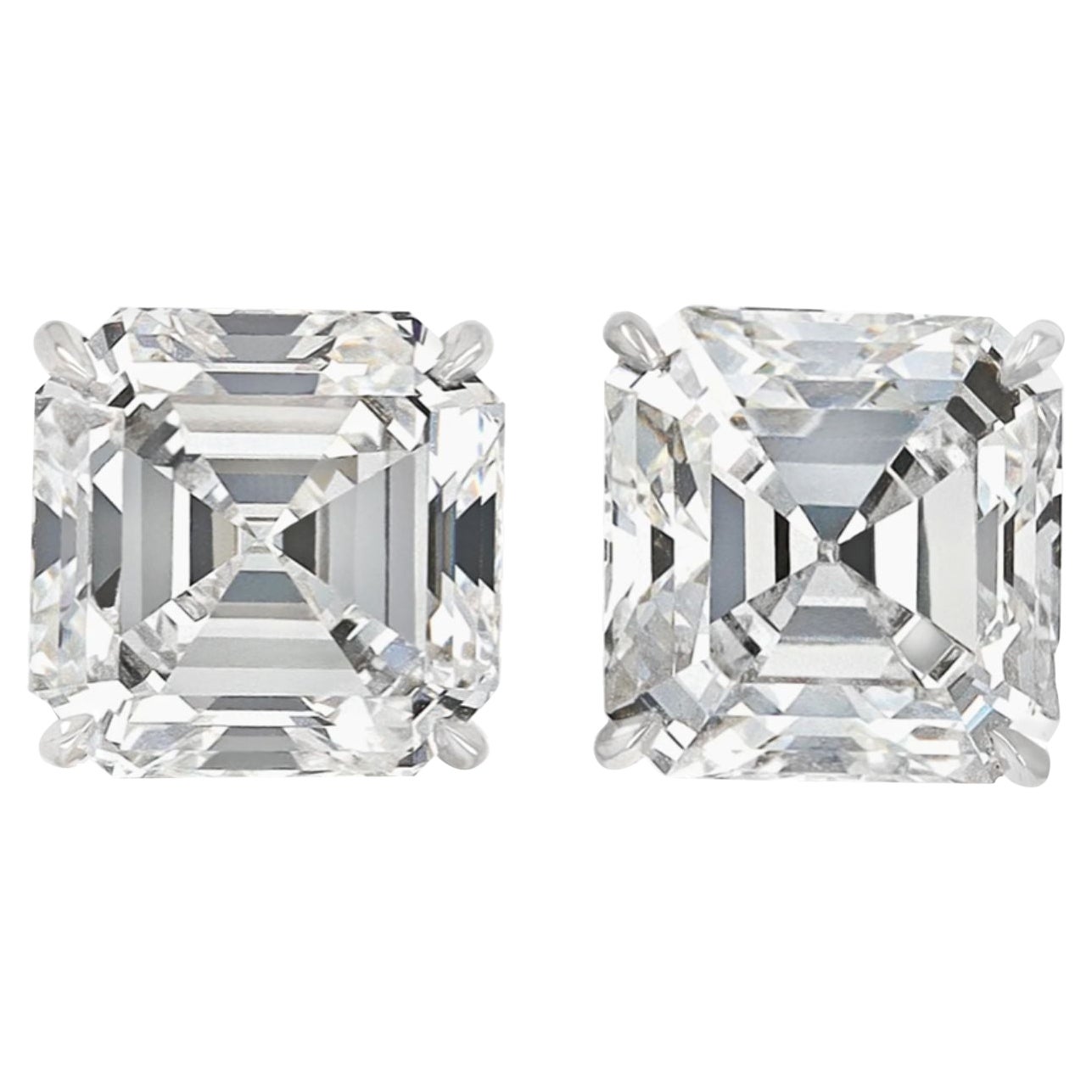 GIA Certified 5.40 Carat Asscher Cut Diamond Studs For Sale