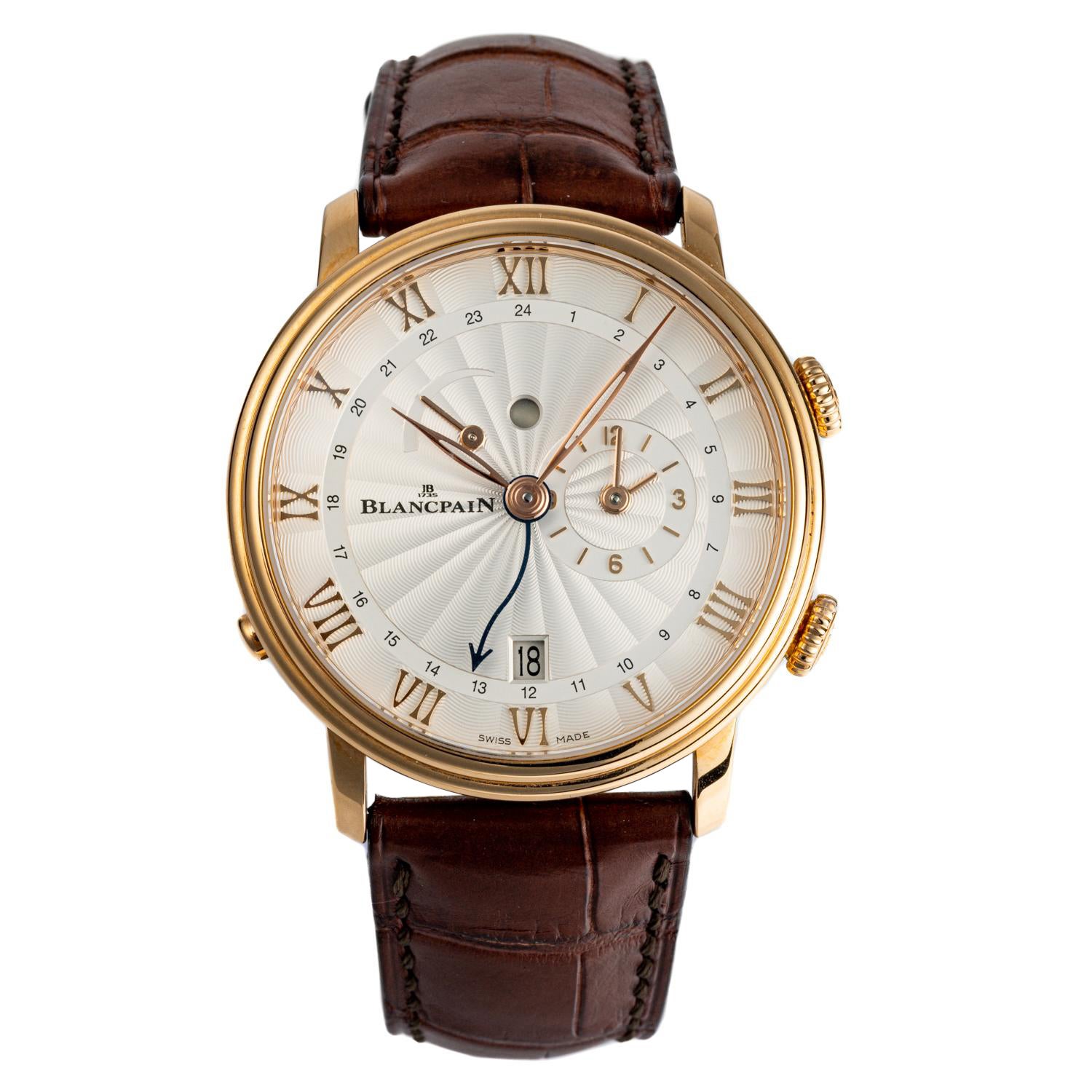 Blancpain Villeret Reveil 18K Rose Gold GMT Watch For Sale