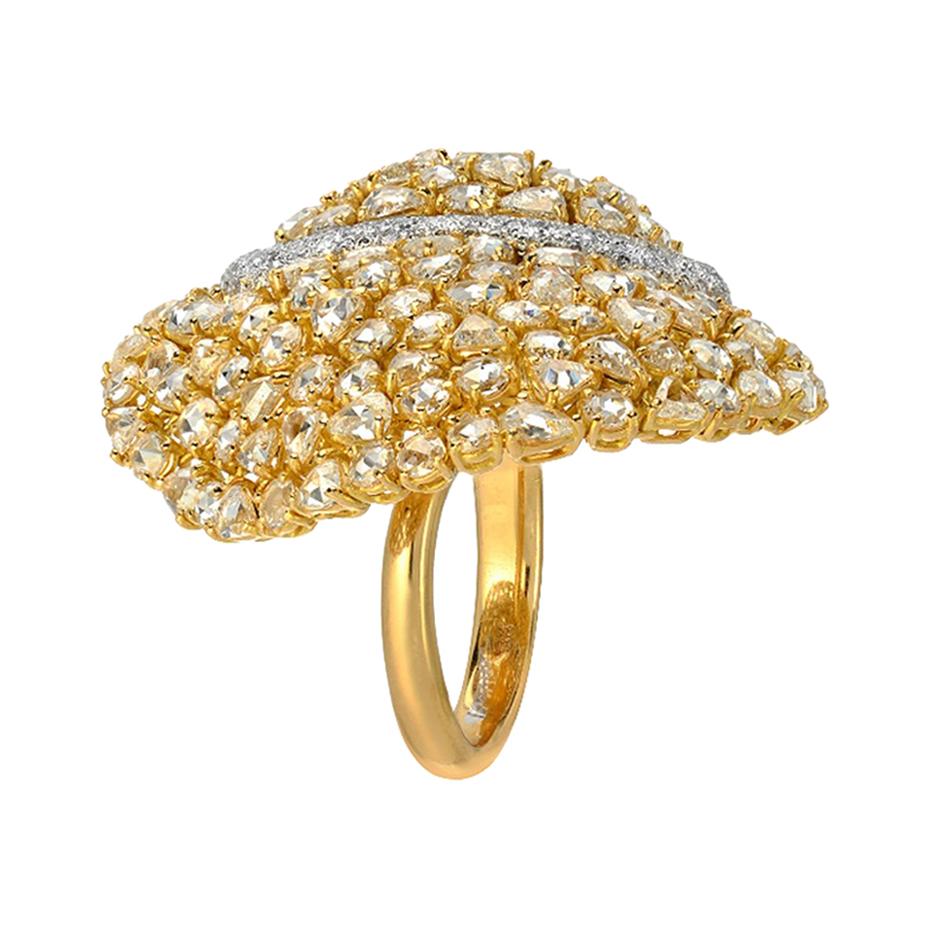 Modern Diamond Gold Flexible Cocktail Ring