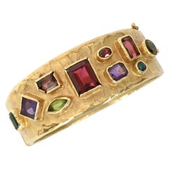 Ed Wiener Hinged Bangle Bracelet with Gemstones
