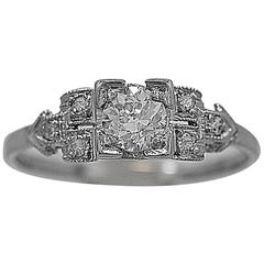 Art Deco .35 Carat Diamond Platinum Engagement Ring 