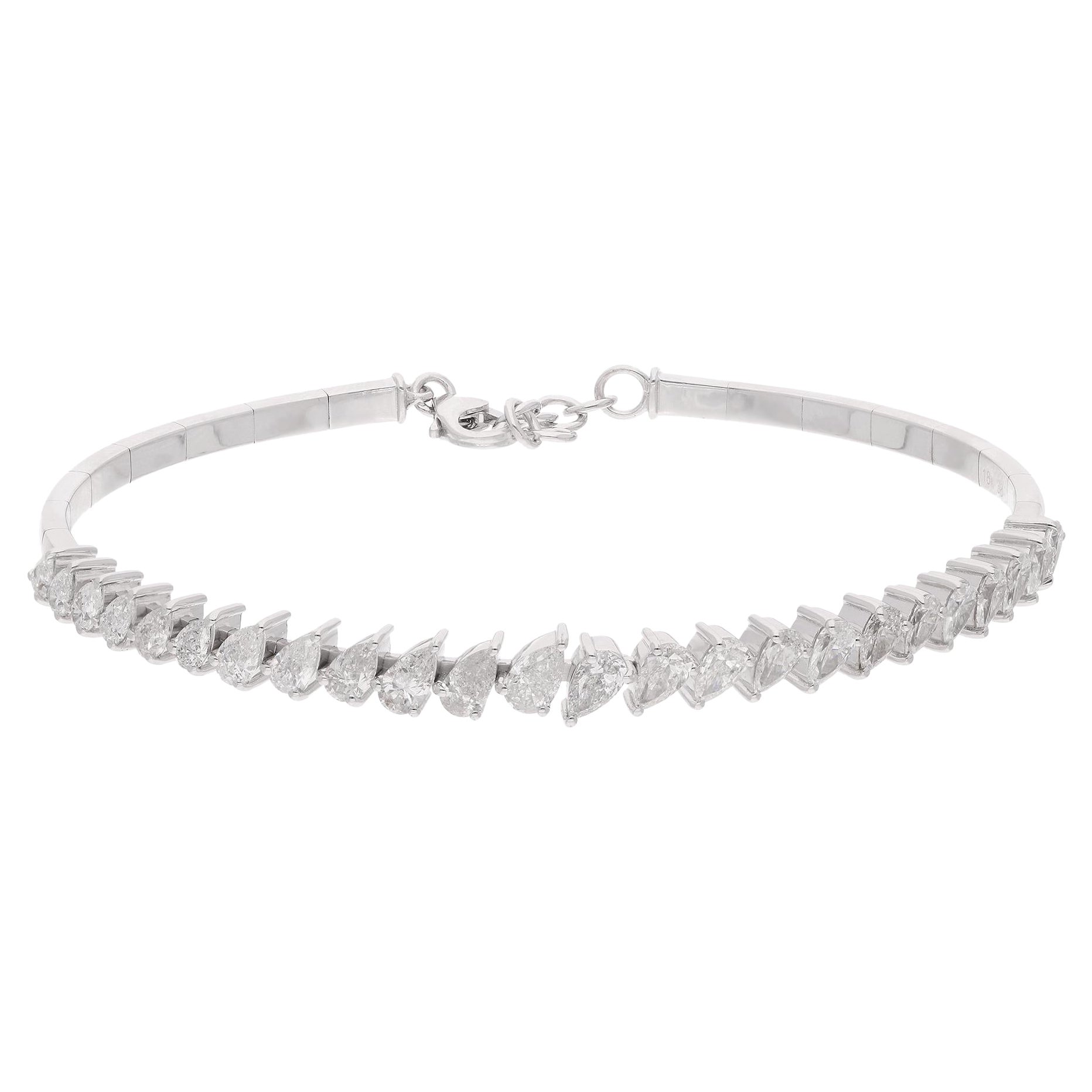Natural 3.00 Carat Pear Shape Diamond Bracelet 18 Karat White Gold Fine Jewelry For Sale