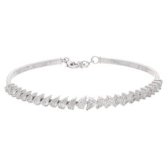 3.00 Carat Pear Shape Diamond Bracelet 18 Karat White Gold Handmade Fine Jewelry