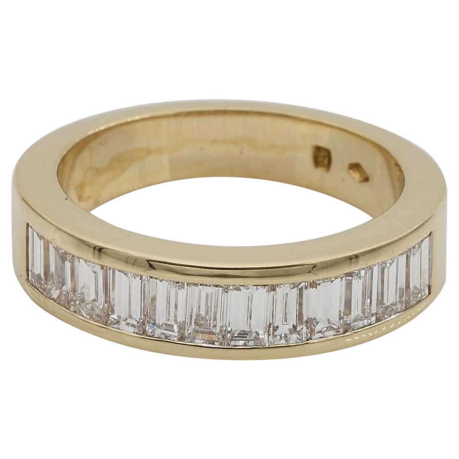 1.60 Ct Baguette Diamond F IF Half Eternity Ring For Sale