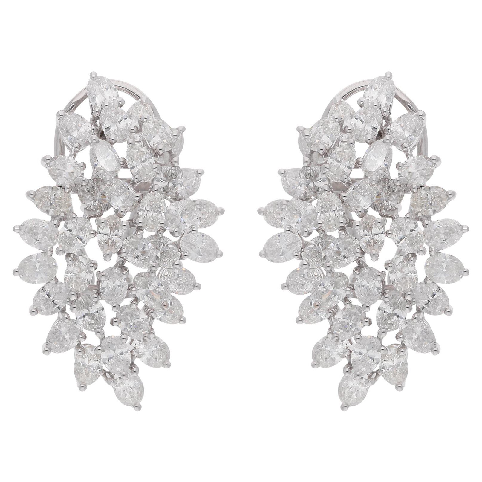 Natural 7.02 Carat Oval Shape Diamond Earrings 18 Karat White Gold Fine Jewelry