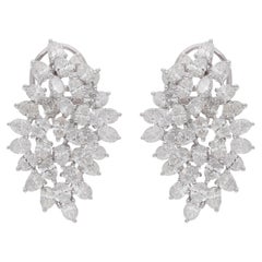 Natural 7.02 Carat Oval Shape Diamond Earrings 18 Karat White Gold Fine Jewelry