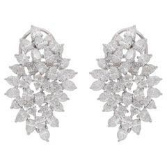 Natural 7.02 Carat Oval Shape Diamond Earrings 18 Karat White Gold Fine Jewelry