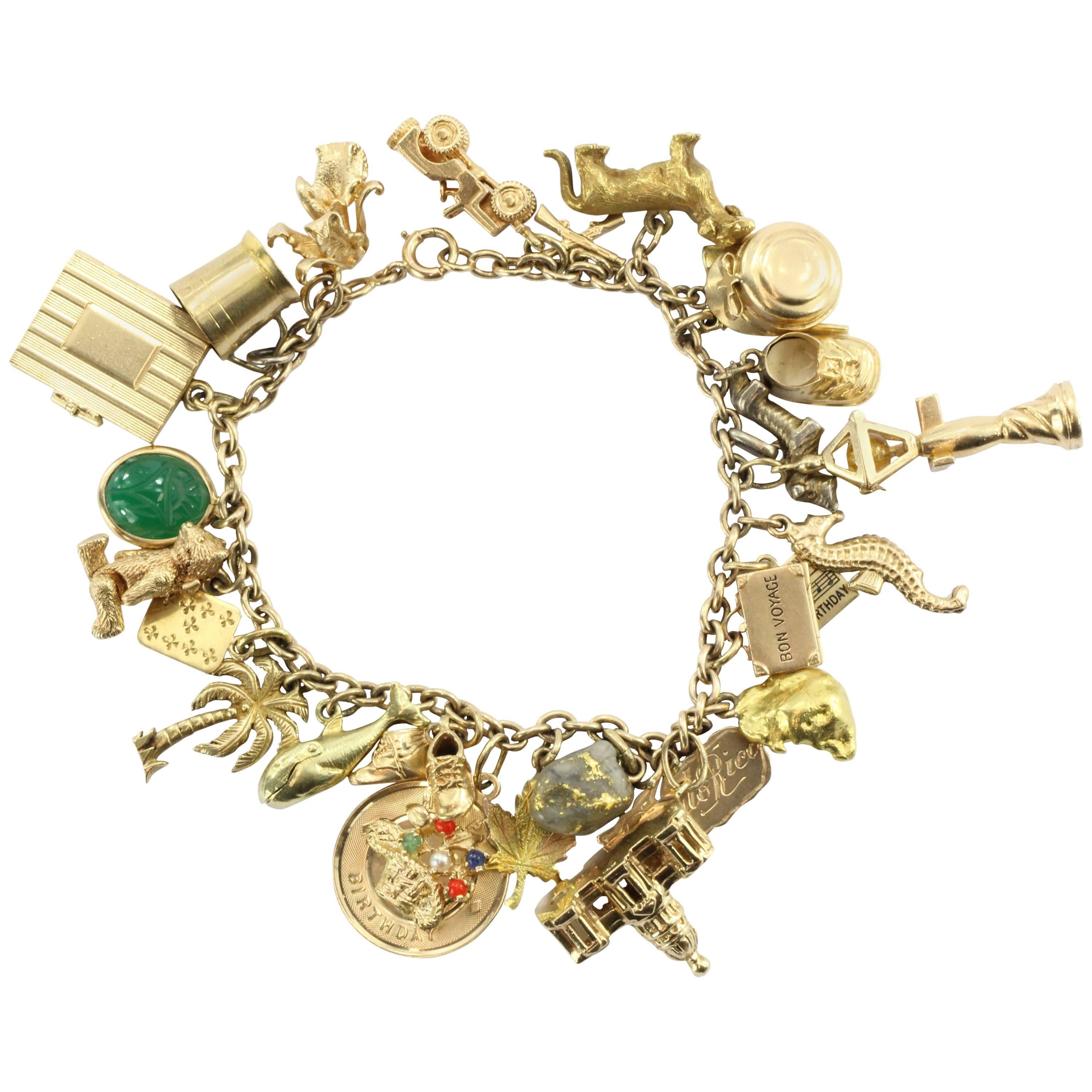 1940s Gold Charm Bracelet with Cartier and Tiffany & Co. Charms