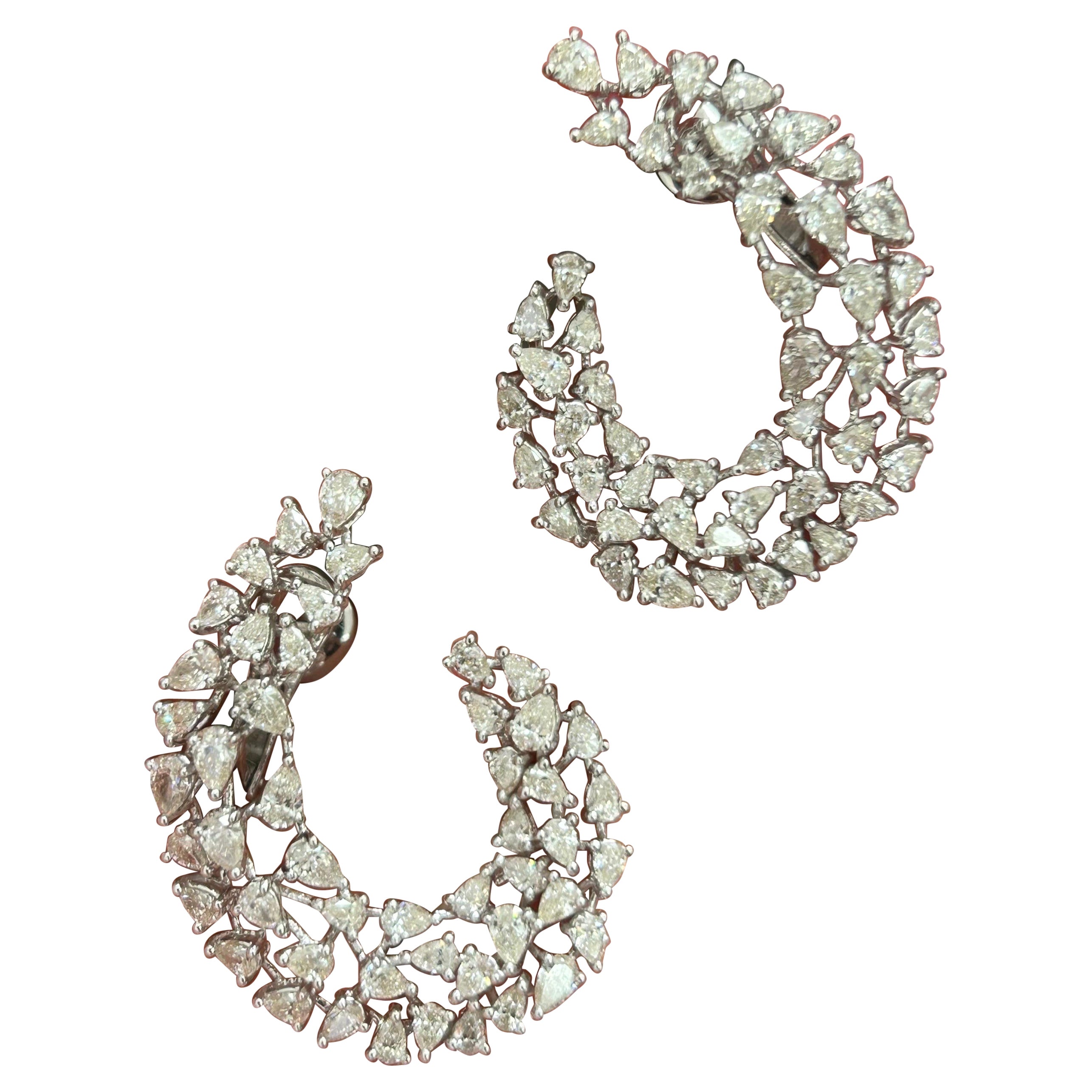 Diamond Pear Shape Cluster Stud Earrings