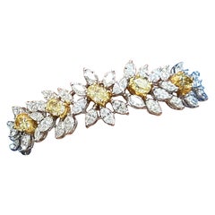 9.85 Carat Yellow Diamond and White Diamond Bangle in 18K White and Yellow Gold