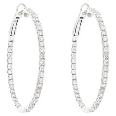 Hoop Earrings With Ct 2.60 Of Diamonds, Italian Manufacture, 18 Karat Gold