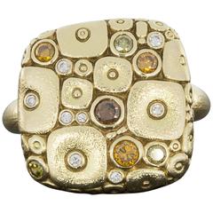 Alex Sepkus Diamond Gold "Candy" Cushion Shaped Ring