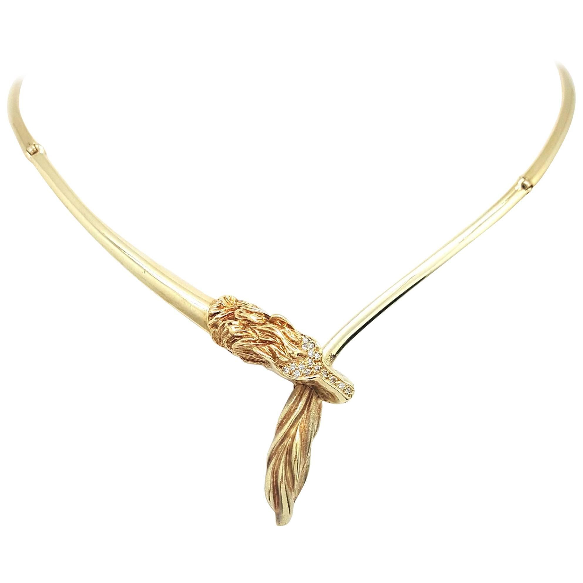 Diamond Gold Wild Horse Necklace  For Sale