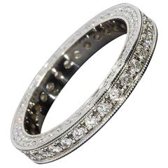 Precision Set 1.30 Carats Diamonds Platinum 3-Sided Bead Set Eternity Band Ring