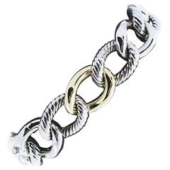 David Yurman Silver and Gold Belmont Curb Link Chain Bracelet