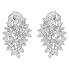 Natural 7.02 Carat Oval Shape Diamond Earrings 14 Karat White Gold Fine Jewelry