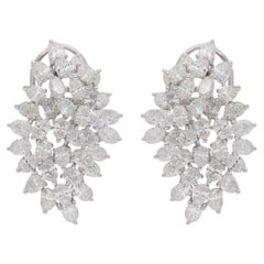 Natural 7.02 Carat Oval Shape Diamond Earrings 14 Karat White Gold Fine Jewelry