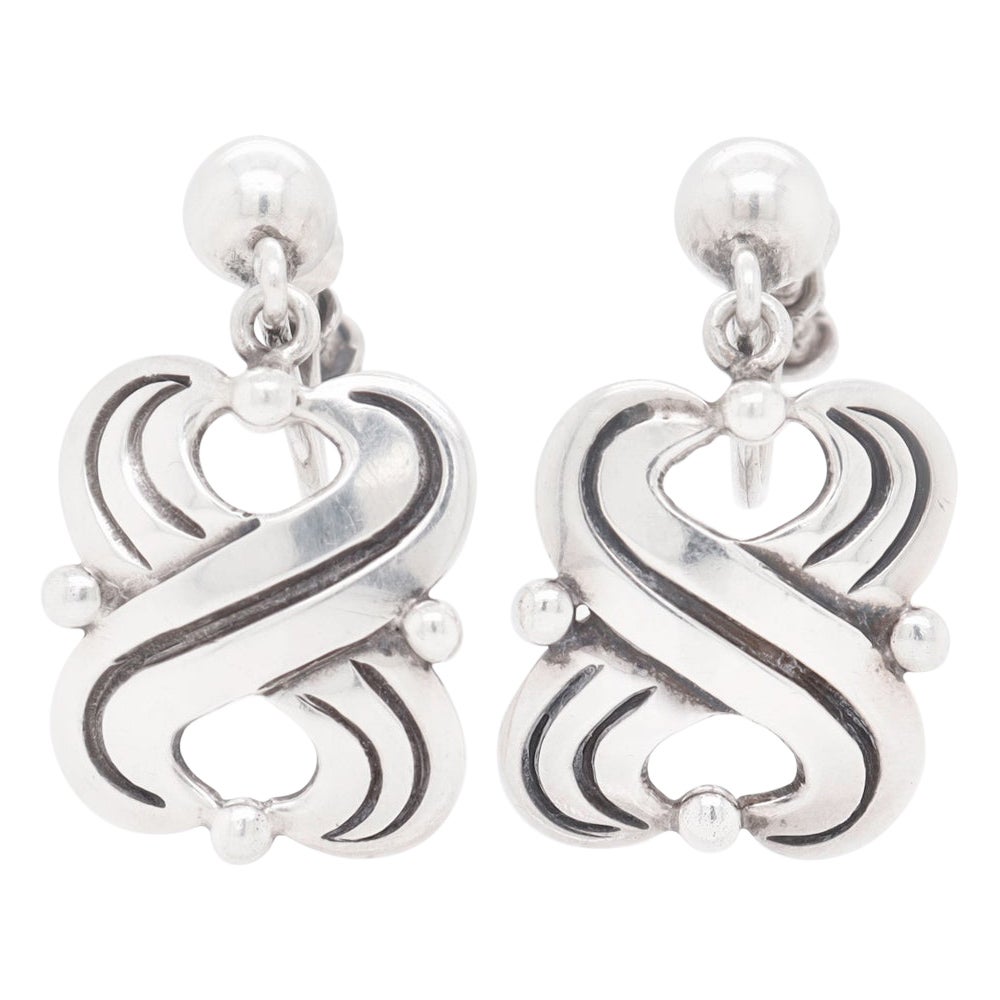 Pair of Hector Aguilar Taxco Mexican Sterling Silver Screwback Earrings For Sale