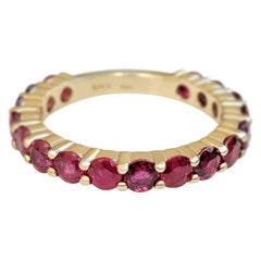$1 NO RESERVE!  2.56 Carat 3/4 Eternity Ruby Band - 14 kt. Yellow Gold