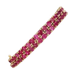 $1 NO RESERVE!  4.32cttw Natural Red Ruby 14k Yellow Gold Bracelet