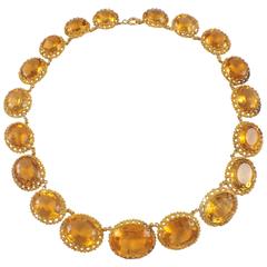 Early Victorian Citrine Gold Necklace 