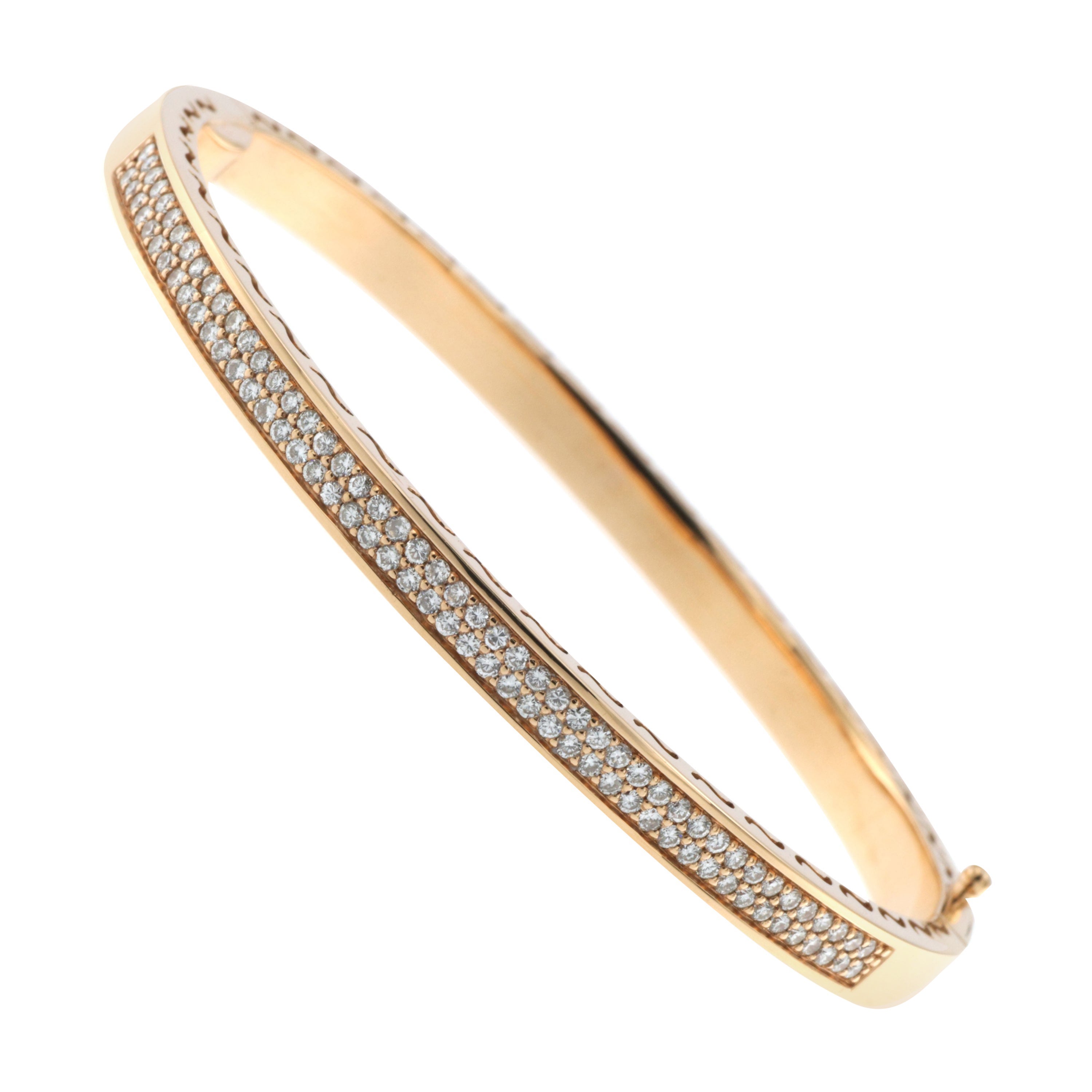 0.95 Carat Diamond Bracelet Bangle in 18 Karat Rose Gold For Sale