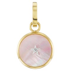 Ora Pale Pink Barbie Charm with White Diamond, 18k Yellow Gold Diamond